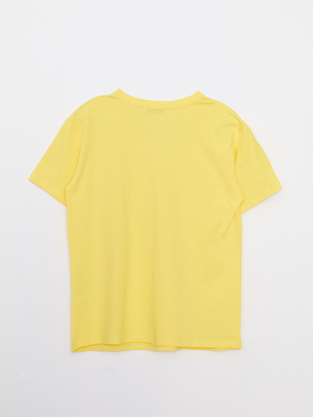 Sarı Bisiklet Yaka Baskılı Kısa Kollu Pamuklu Kadın Tişört-5