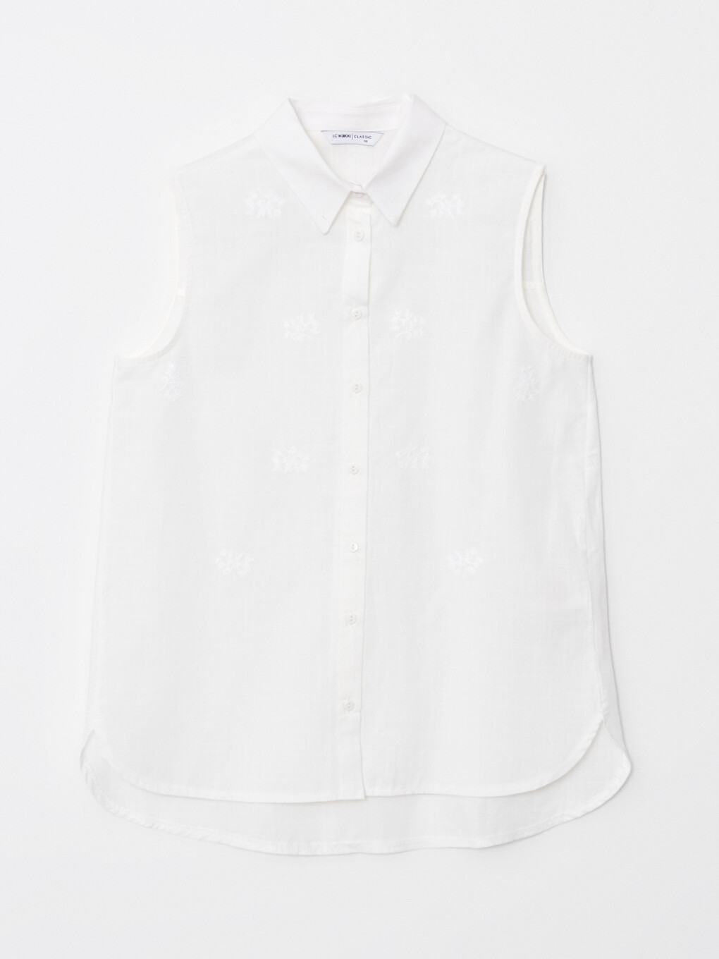 Front Button Closure Embroidered Sleeveless Cotton Women's Shirt-6