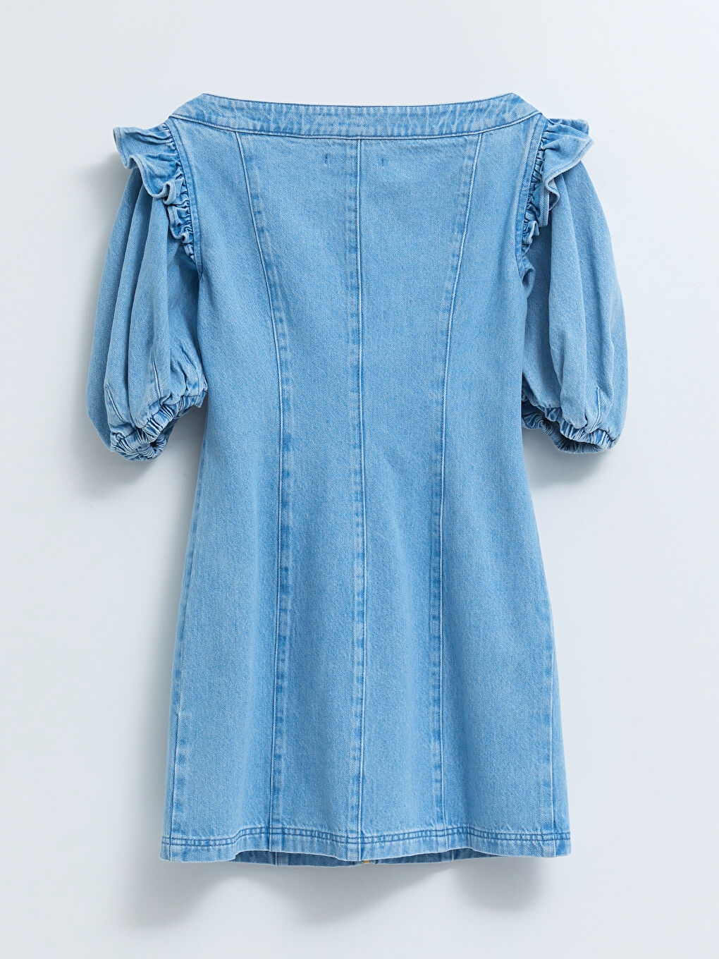 İndigo BALON KOLLU KADIN JEAN ELBİSE-6