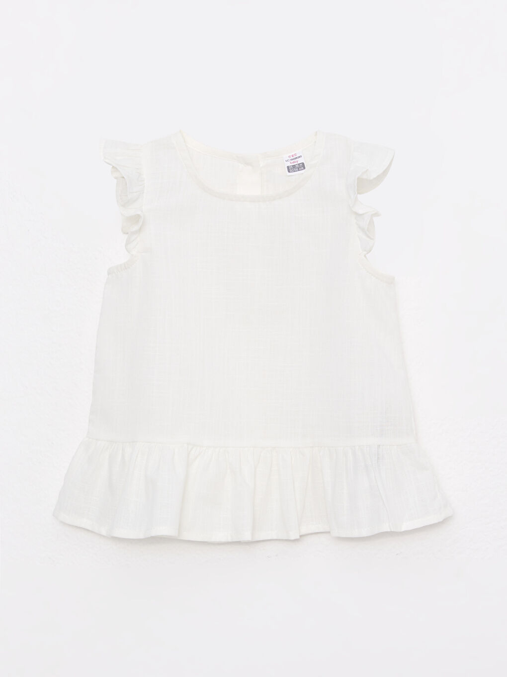 Beyaz Bisiklet Yaka Pamuklu Basic Kız Bebek Bluz-1