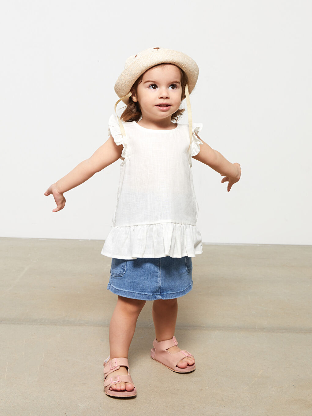 Beyaz Bisiklet Yaka Pamuklu Basic Kız Bebek Bluz