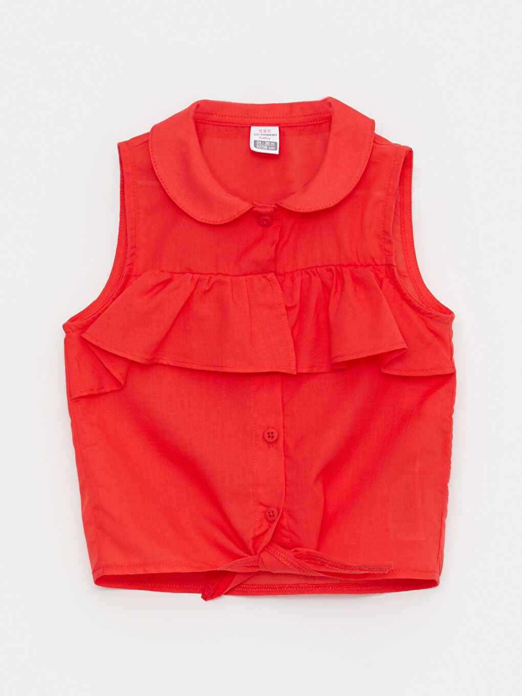 Kırmızı Bebe Yaka Basic Kız Bebek Gömlek