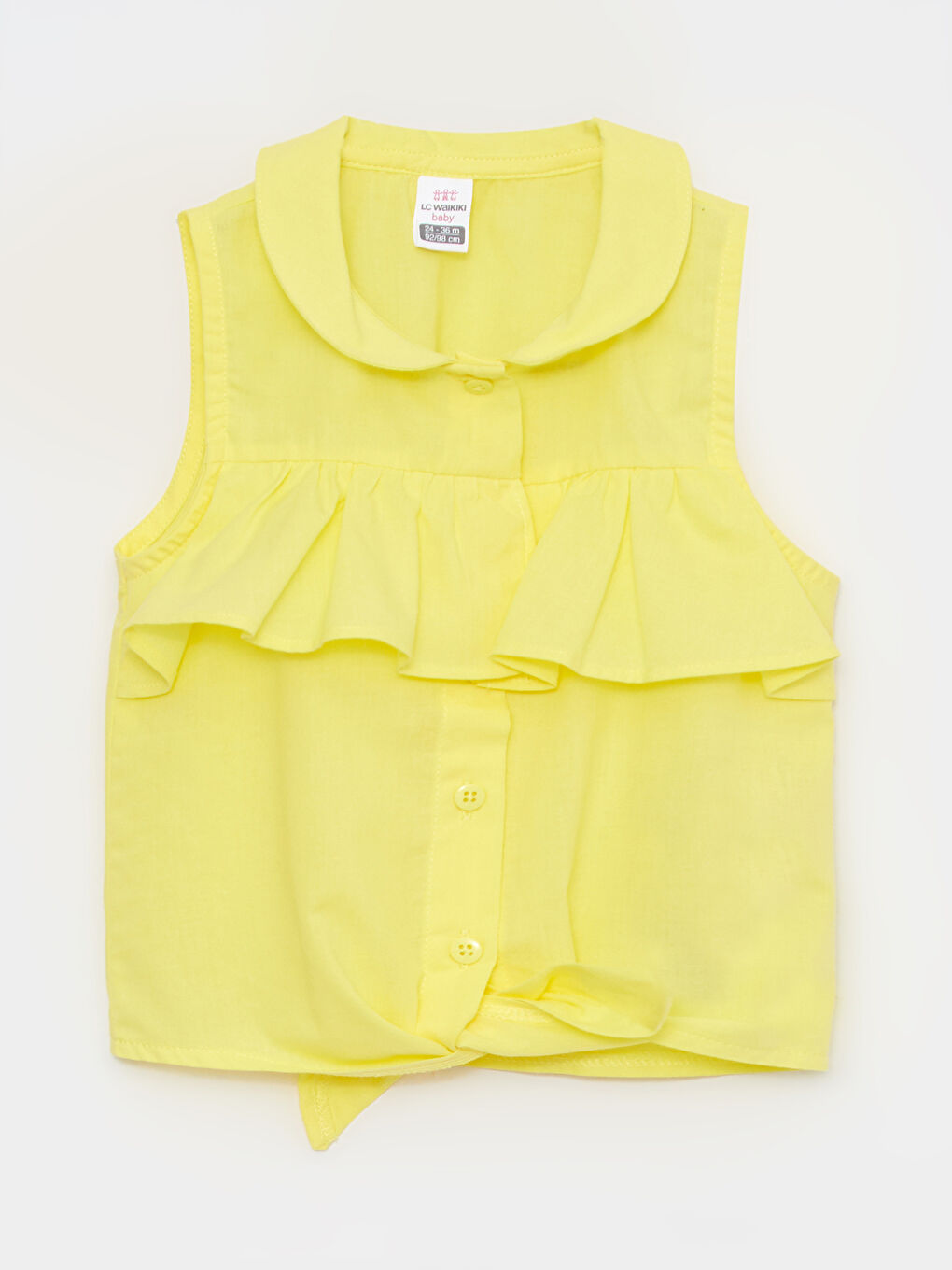 Sarı Bebe Yaka Basic Pamuklu Kız Bebek Gömlek