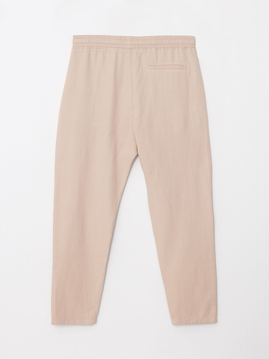 Bej Slim Fit Beli Bağlama Detaylı Erkek Pantolon-1