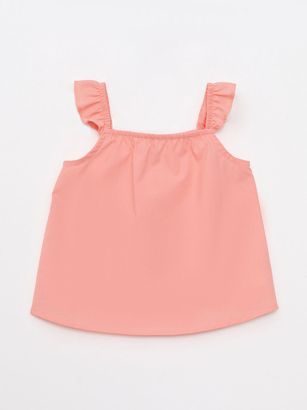 Pembe Kare Yaka Askılı Pamuklu Kız Bebek Bluz-1