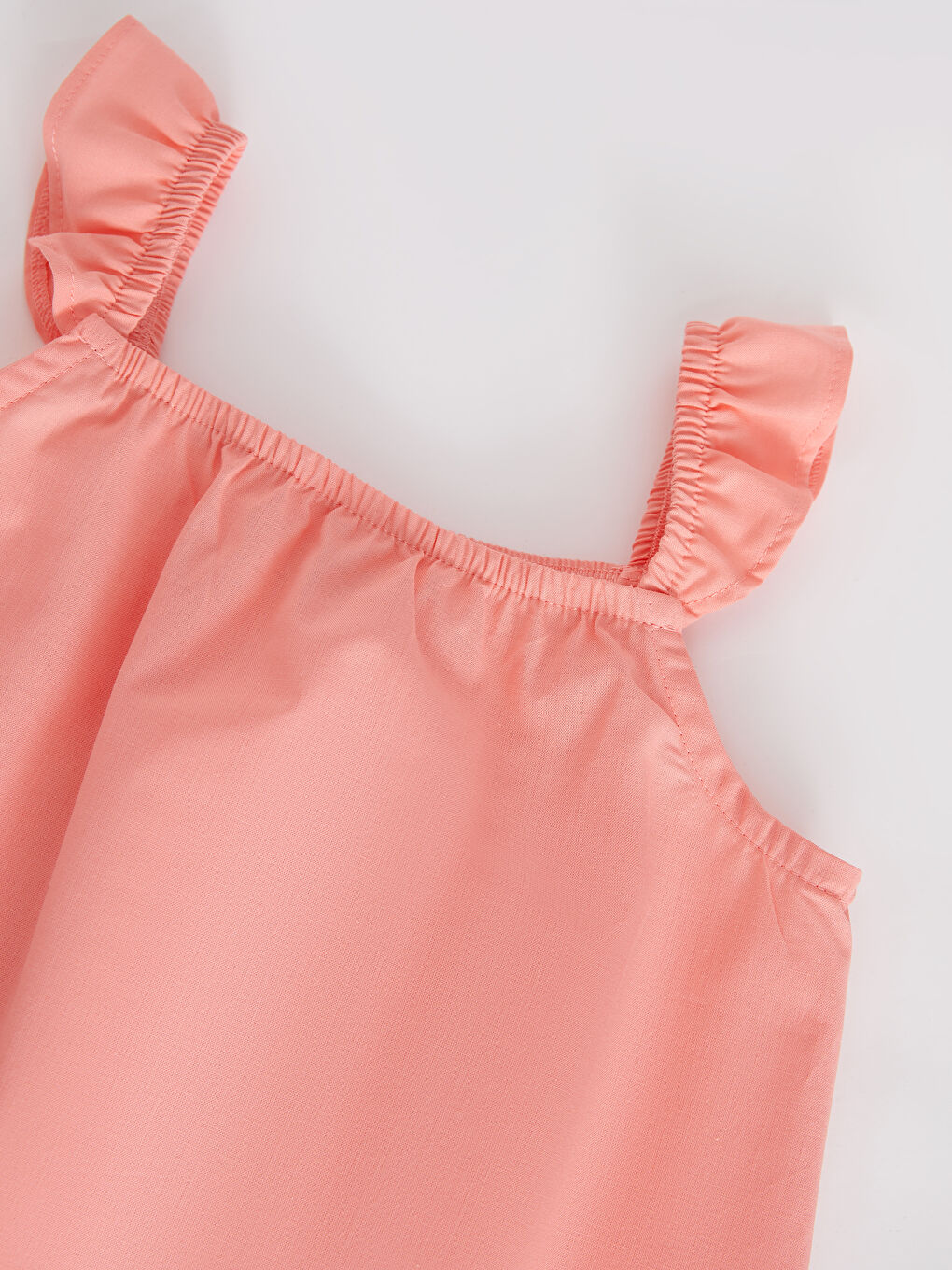 Pembe Kare Yaka Askılı Pamuklu Kız Bebek Bluz-2