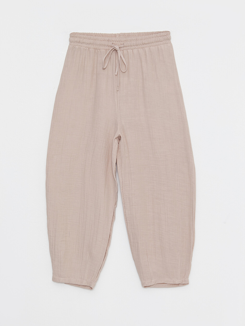 Elastic Waist Standard Fit Straight Muslin Women's Trousers-5