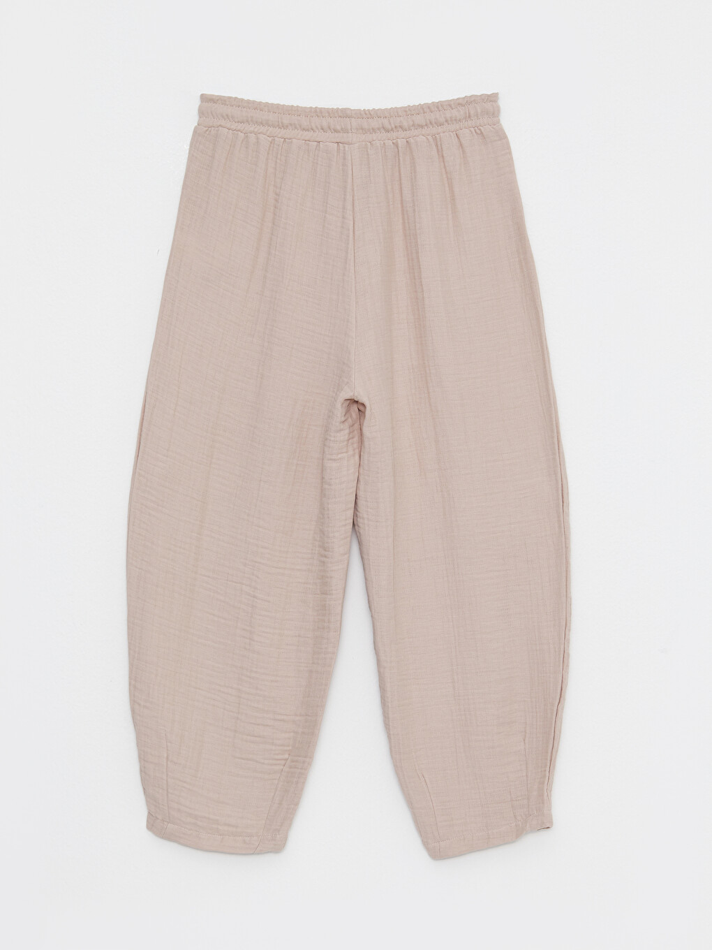 Elastic Waist Standard Fit Straight Muslin Women's Trousers-6