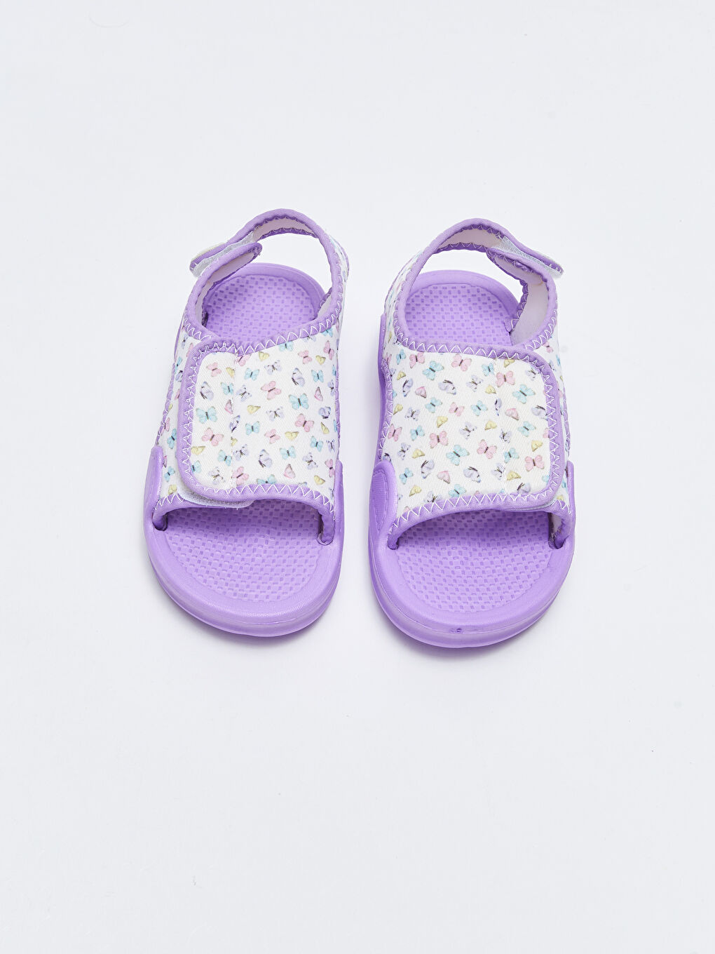 Lila Baskılı Cırt Cırtlı Kız Çocuk Sandalet-2