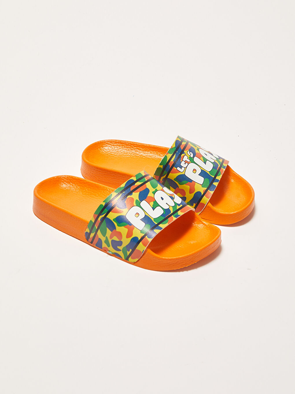 Turuncu Baskılı Tek Bantlı Erkek Çocuk Terlik