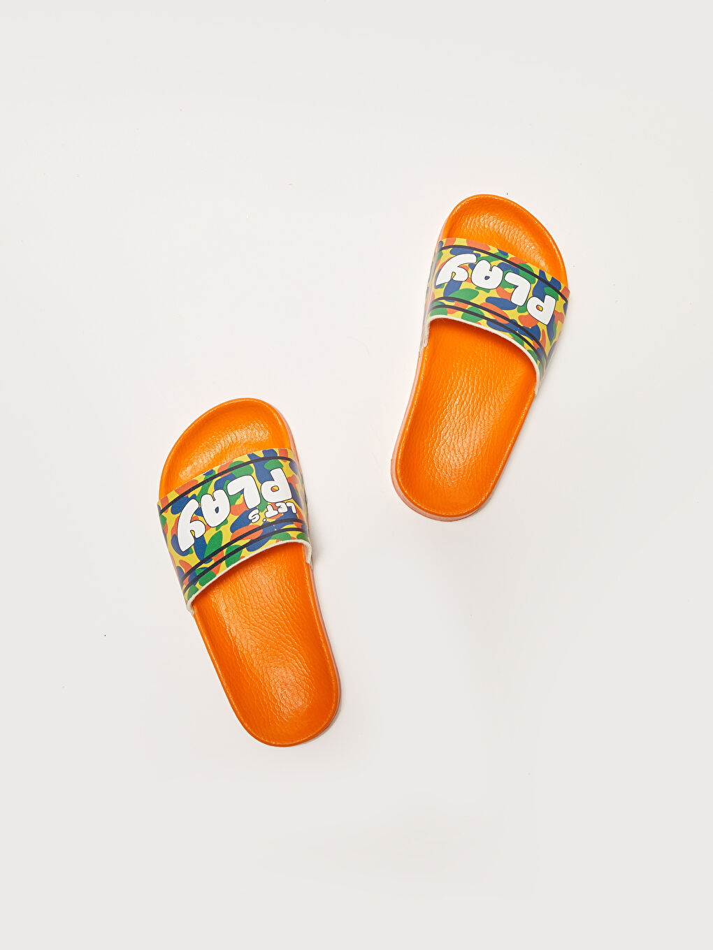 Turuncu Baskılı Tek Bantlı Erkek Çocuk Terlik-4