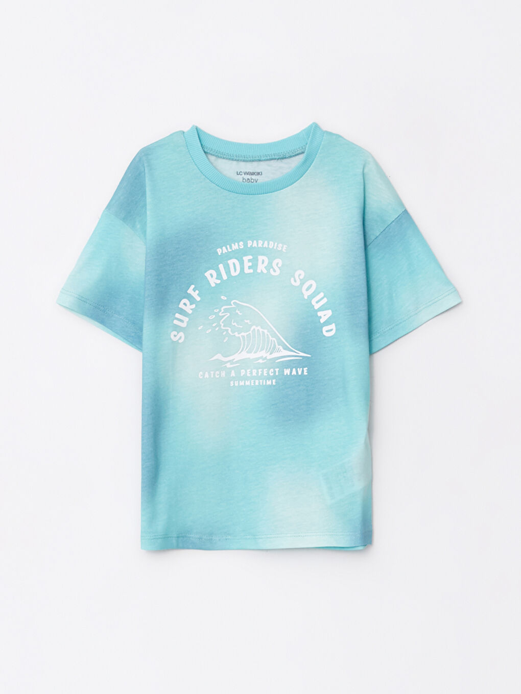 Mavi Bisiklet Yaka Kısa Kol Baskılı Pamuklu Erkek Bebek Tişört