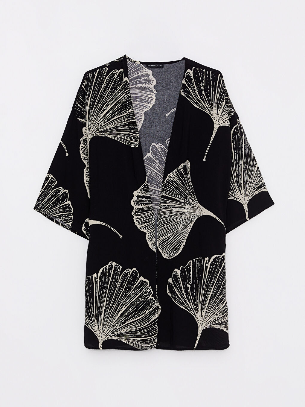 LCWAIKIKI Classic Siyah Şal Yaka Desenli Viskon Kadın Kimono - 6