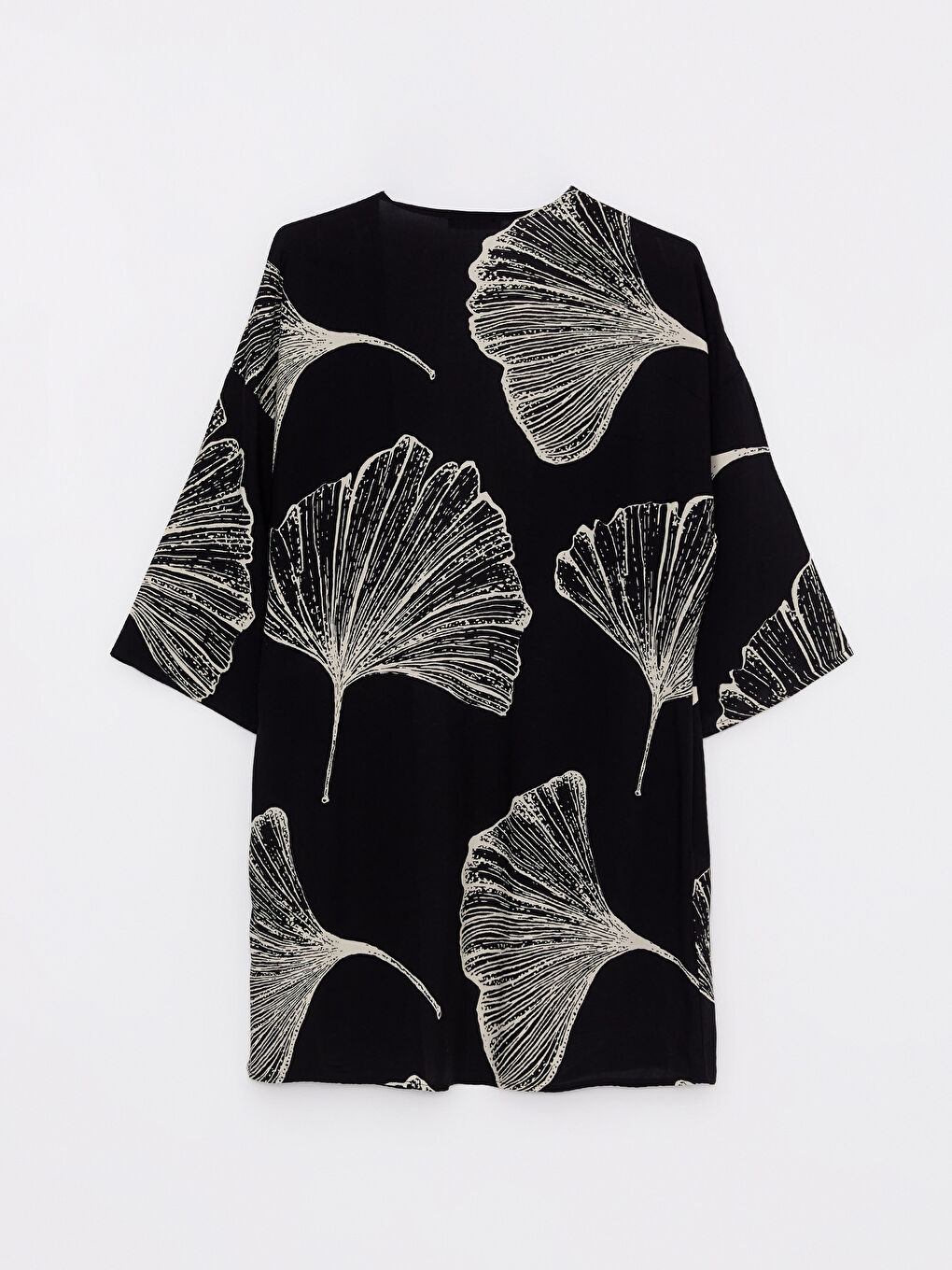 LCWAIKIKI Classic Siyah Şal Yaka Desenli Viskon Kadın Kimono - 7