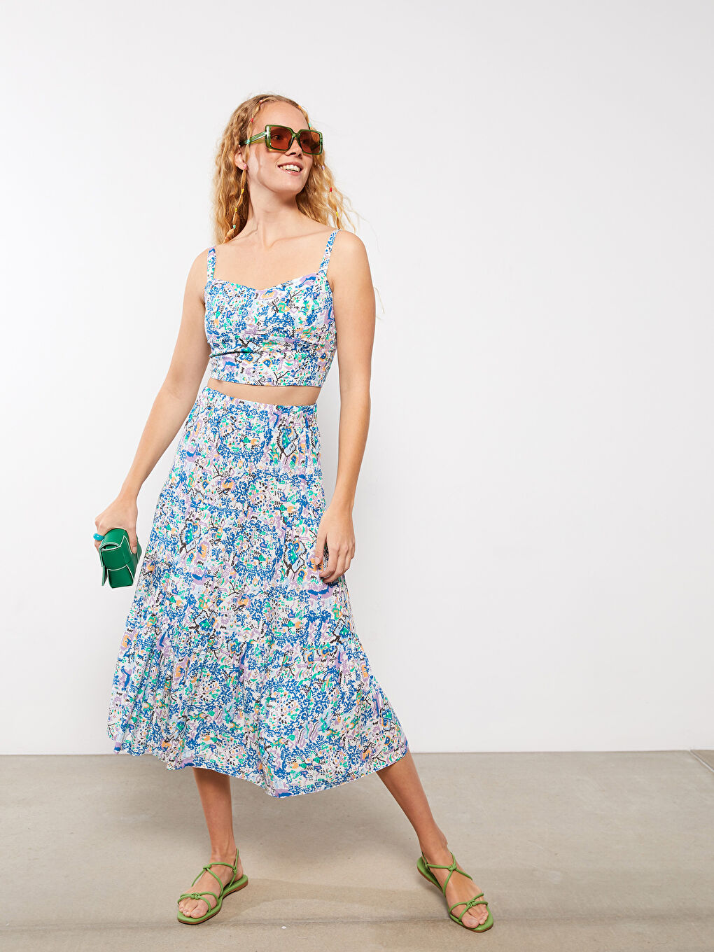 Elastic Waist Patterned Viscose Women's Skirt