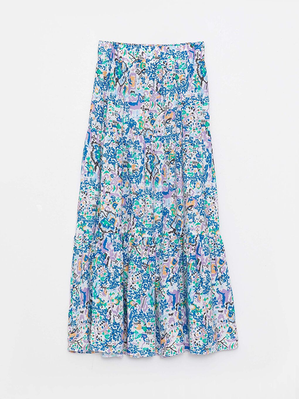 Elastic Waist Patterned Viscose Women's Skirt-5