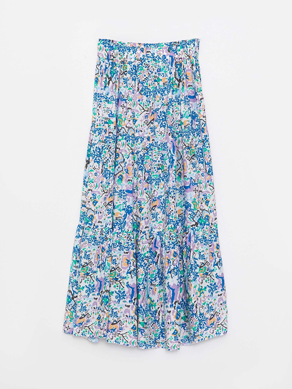 Elastic Waist Patterned Viscose Women's Skirt-6