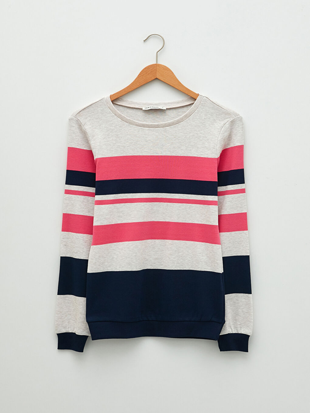 LCW Vision Rundhalsausschnitt Farbblock Langarm Baumwolle T-Shirt für Damen -W26542Z8-LHK