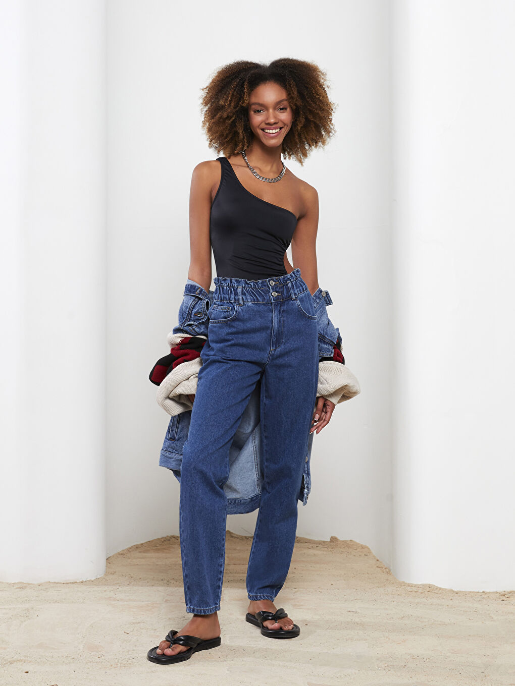 LCW Jeans Hoch taillierte Slouchy-Jeans mit Taschen-Details für Damen -S2JM37Z8-507