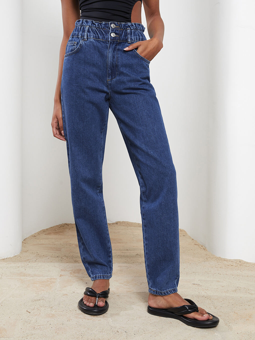 LCW Jeans Hoch taillierte Slouchy-Jeans mit Taschen-Details für Damen -S2JM37Z8-507