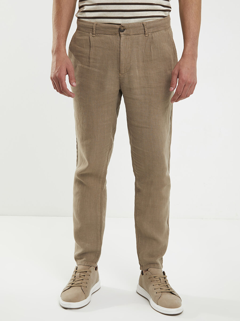 Kahverengi Standart Kalıp Erkek Pantolon-2