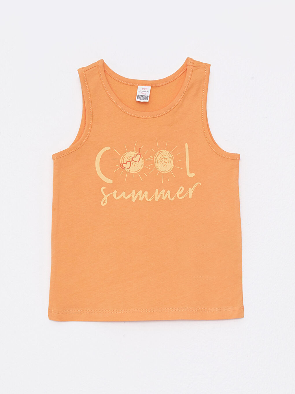 ياقة دائرية قطن مطبوع قميص داخلي بدون أكمام بنات رضع - مجموعتين-3