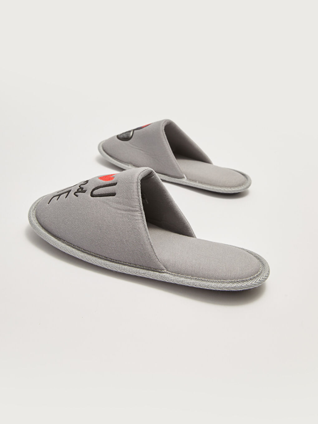 Gri Nakışlı Kadın Ev Terliği-4