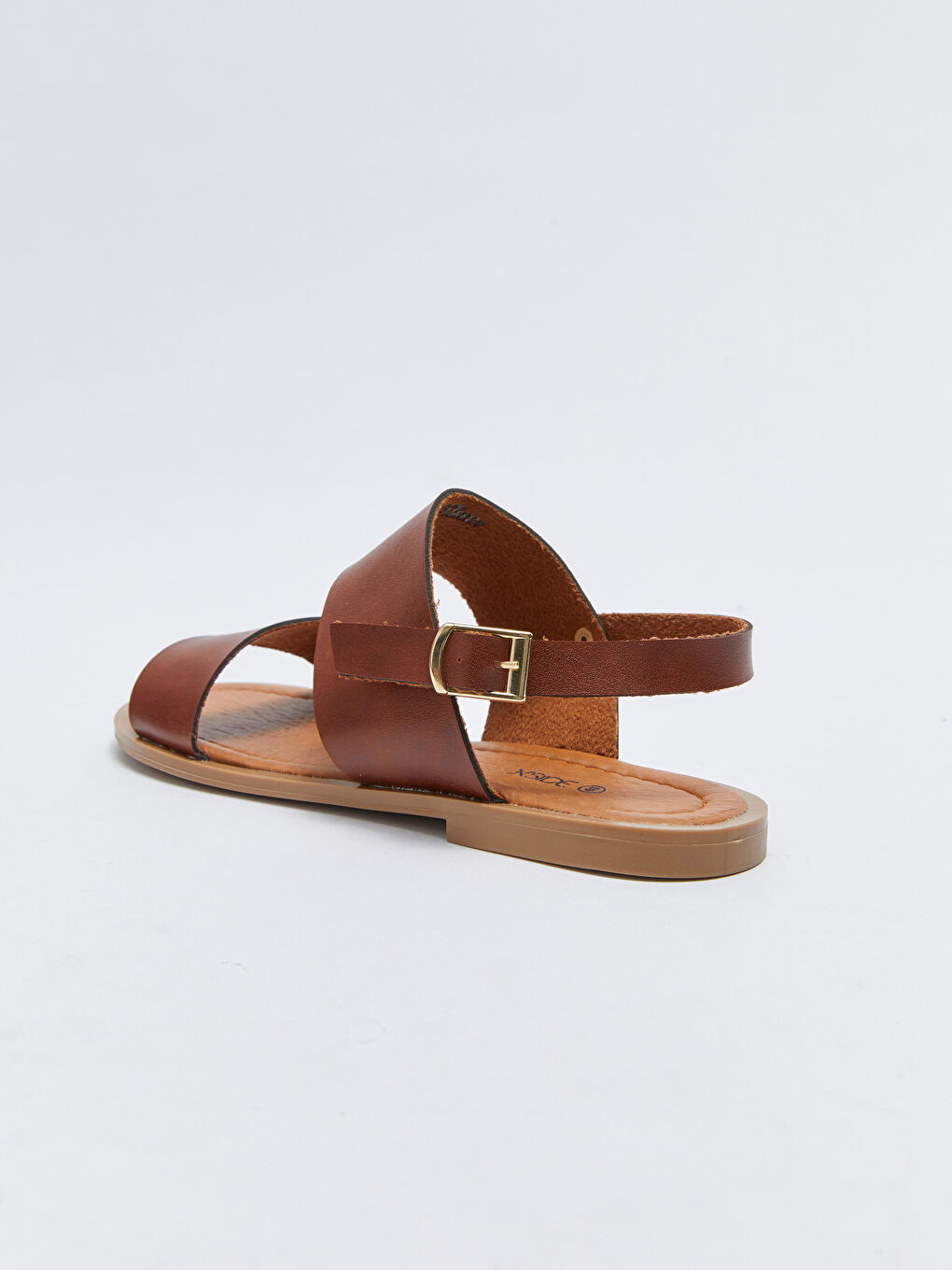 Kahverengi Çift Bantlı Toka Detaylı Kadın Sandalet-4