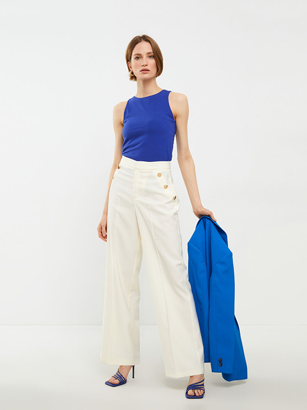 قميص داخلي بدون أكمام قطن سادة بياقة دائرية للسيدات-1