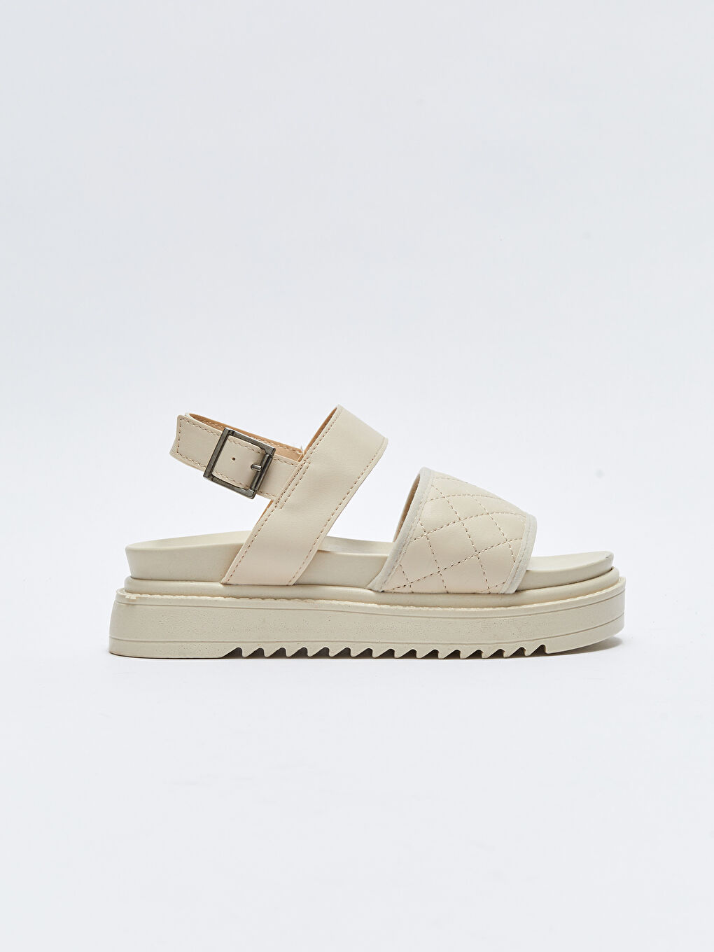 Әйелдерге арналған қалың табанды ілмекті егжей-тегжейлі жолақты сандалдар-1