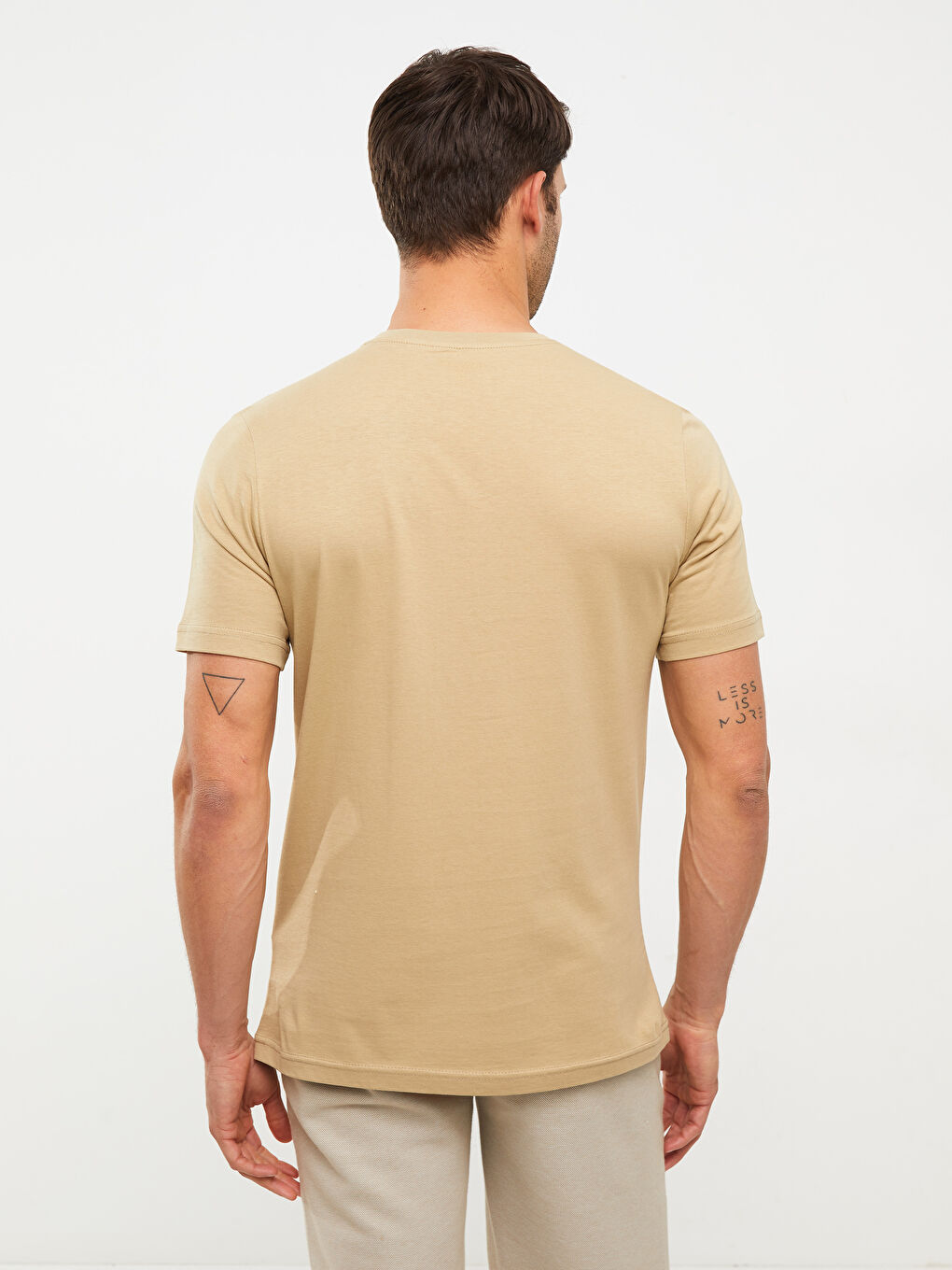 Haki Bisiklet Yaka Kısa Kollu Baskılı Penye Erkek Tişört-4