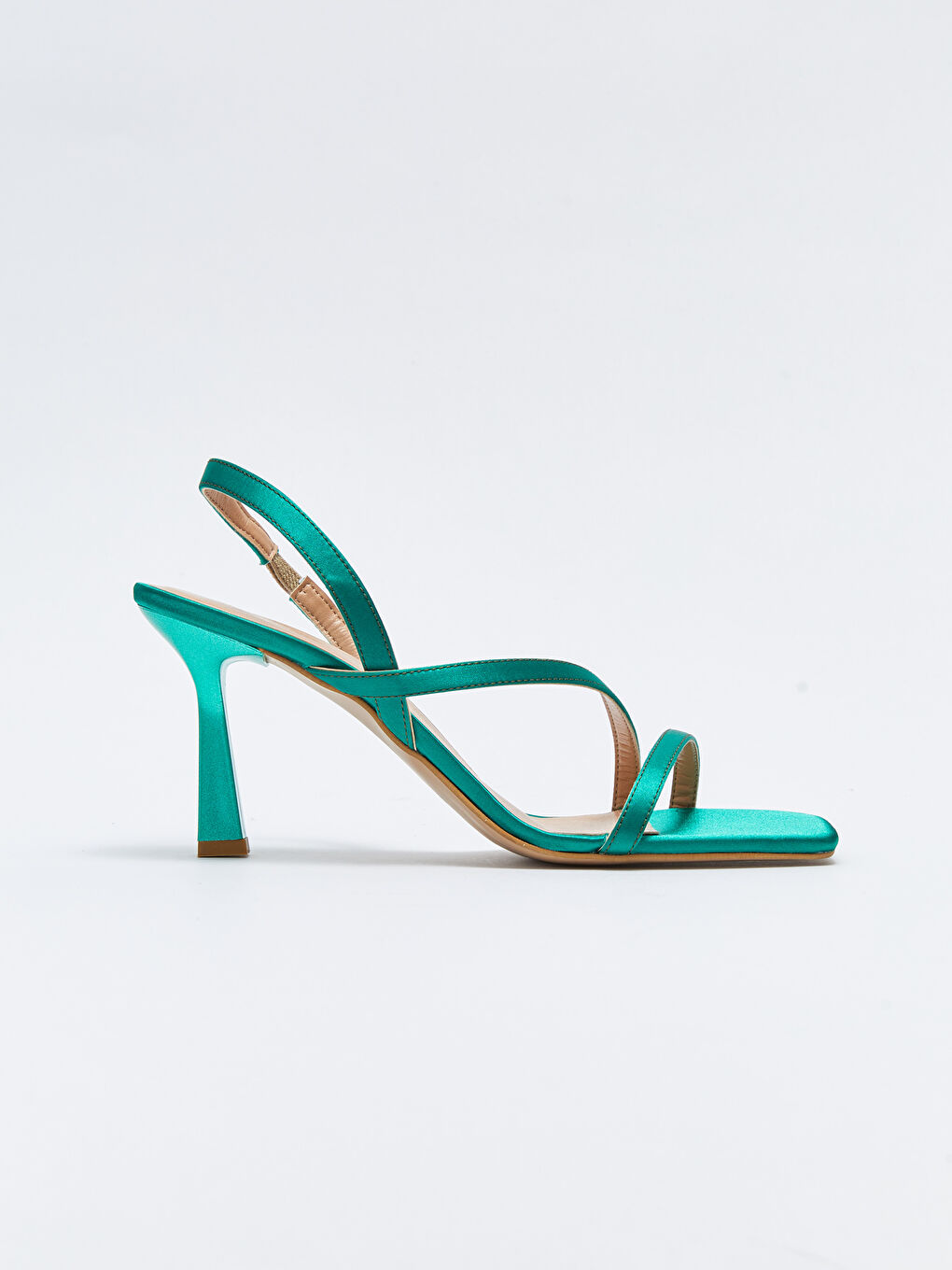 Сатенени Обувки на Висок Ток с Кръстосани Каишки за Жени-1