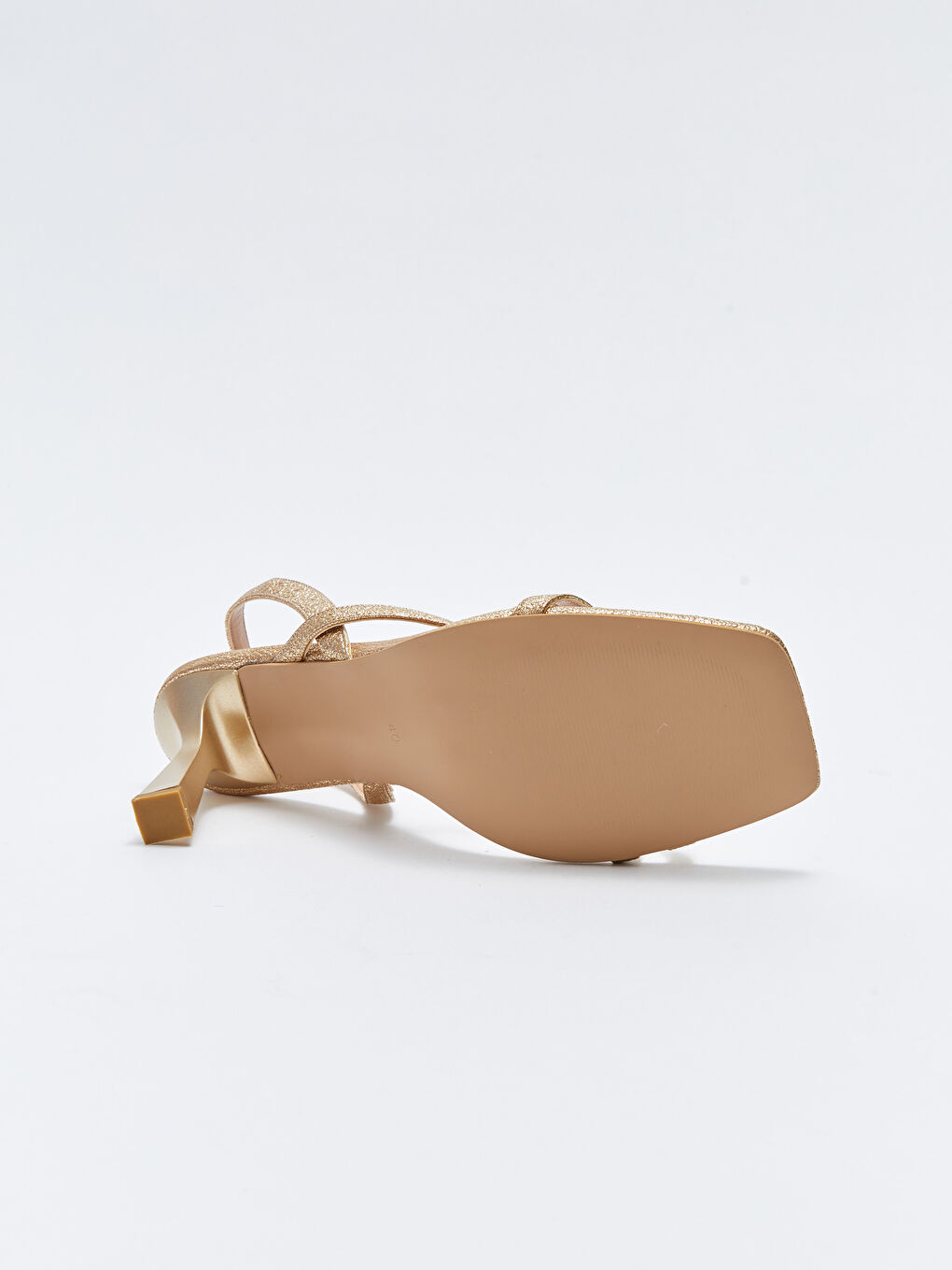 Sarı Deri Görünümlü Çapraz Bantlı Kadın Topuklu Ayakkabı-3