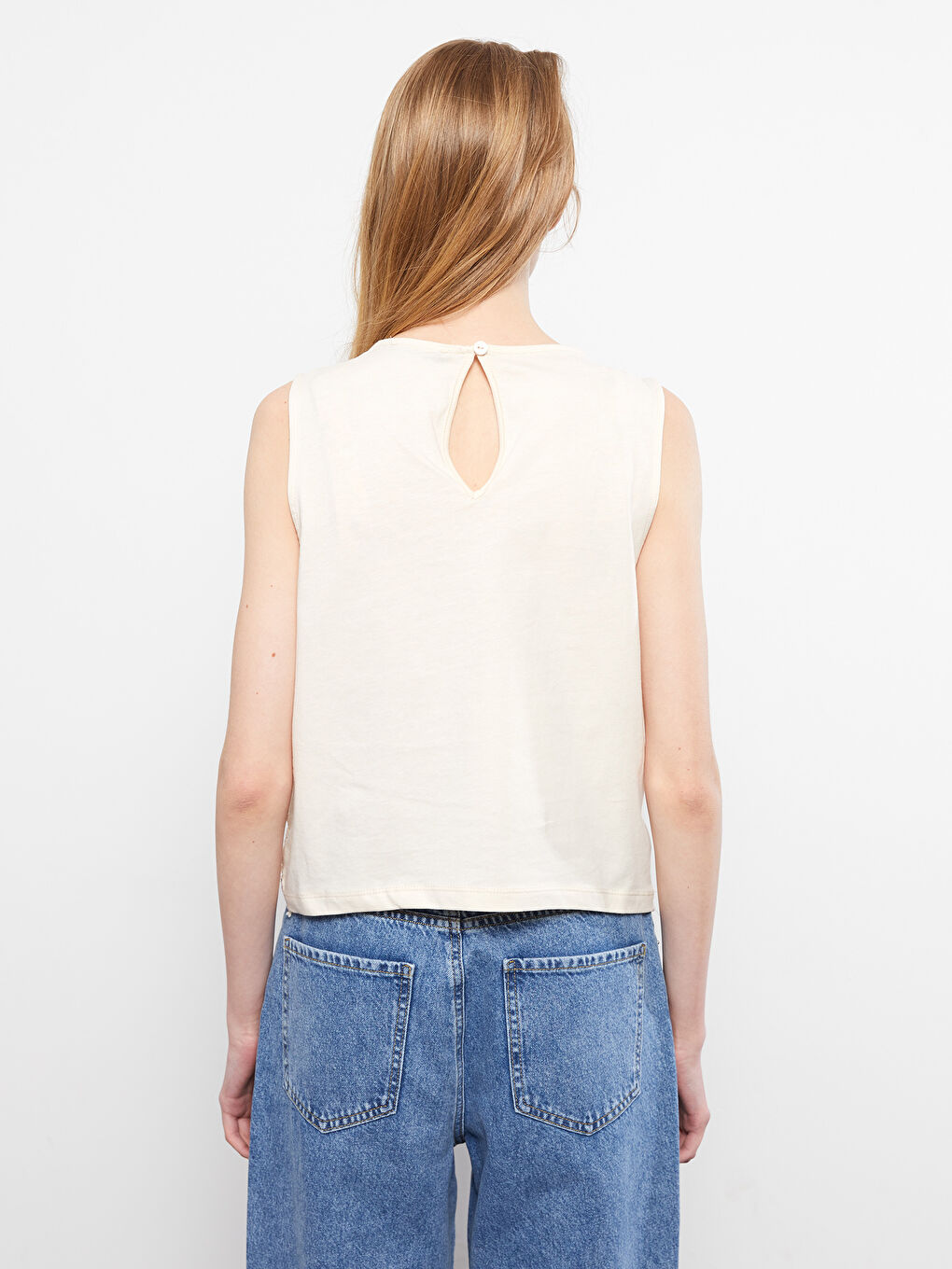 Bej Bisiklet Yaka Dantelli Kadın Kroşe Bluz-4