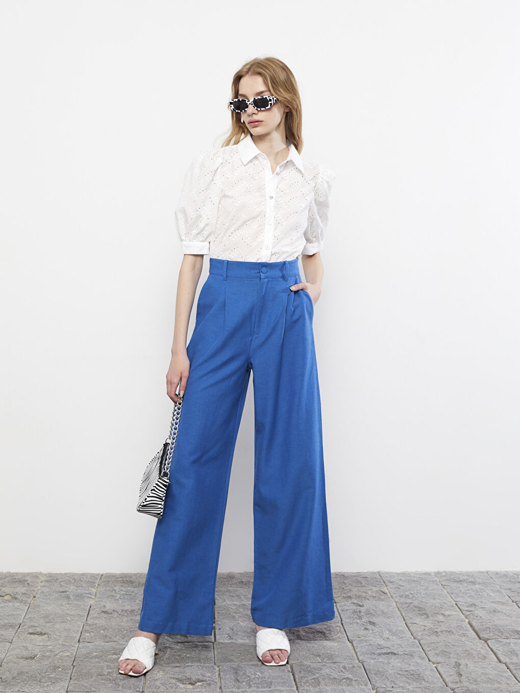 Front Button Closure Embroidered Short Sleeve Women's Shirt-2