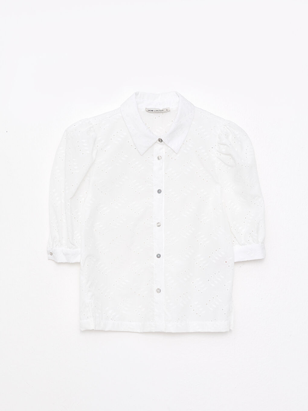 Front Button Closure Embroidered Short Sleeve Women's Shirt-5