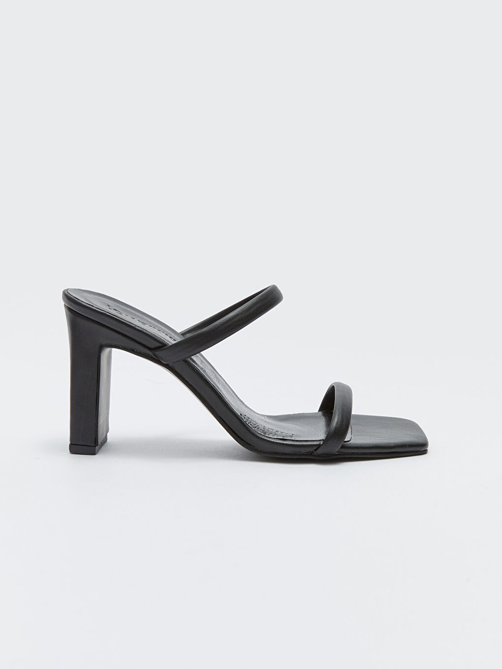 Siyah Çift Bantlı Kadın Topuklu Terlik-1