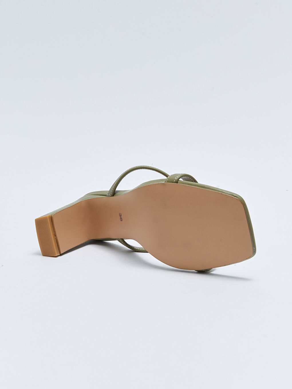 Haki Çift Bantlı Kadın Topuklu Terlik-3