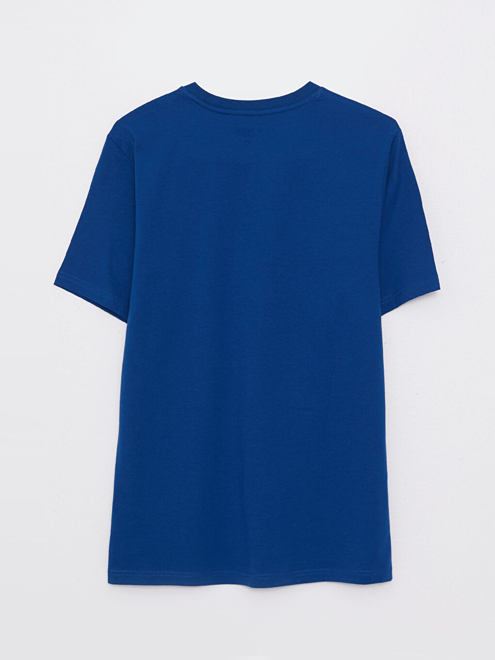 Lacivert Bisiklet Yaka Kısa Kollu Baskılı Penye Erkek Tişört-6