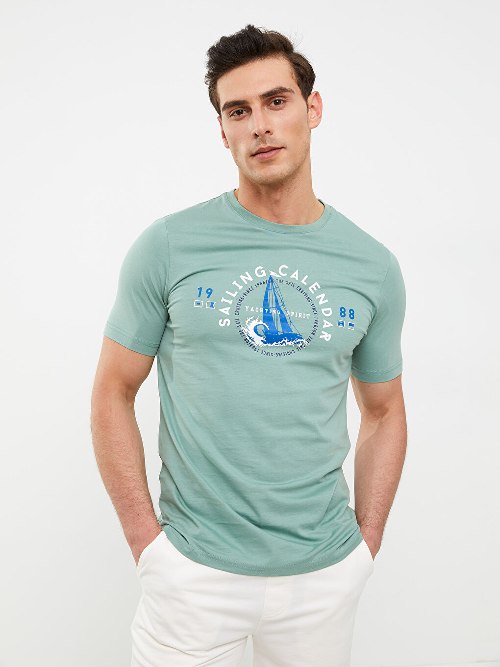LC Waikiki Crew Neck Short Sleeve Printed Combed Cotton Men's T-shirt -S2JN30Z8-QND