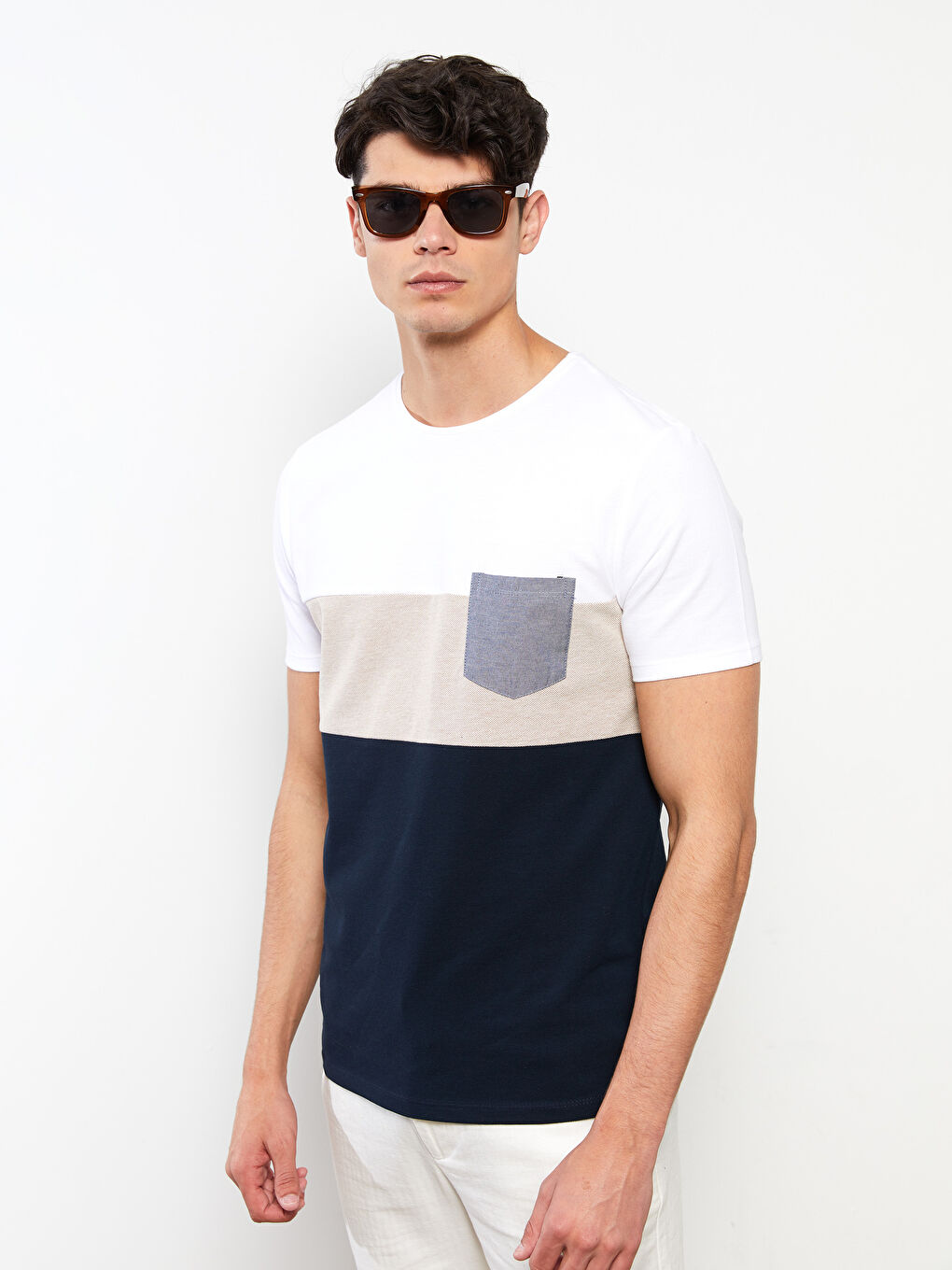 LCW Vision Crew Neck Short Sleeve Color Block Piqué Men's T-Shirt -S2JN33Z8-J2Y