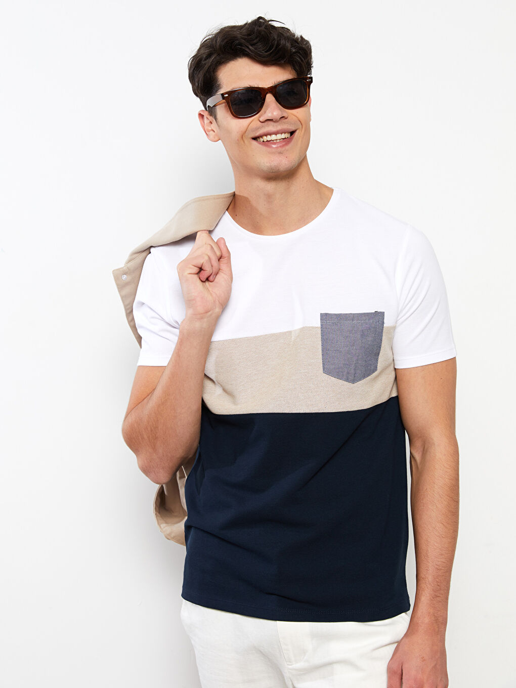 LCW Vision Crew Neck Short Sleeve Color Block Piqué Men's T-Shirt -S2JN33Z8-J2Y