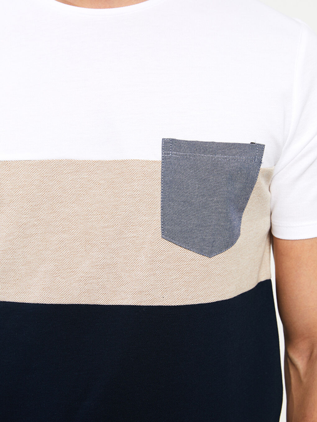 LCW Vision Crew Neck Short Sleeve Color Block Piqué Men's T-Shirt -S2JN33Z8-J2Y