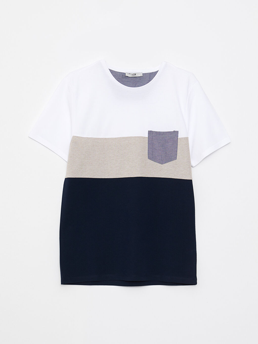 LCW Vision Crew Neck Short Sleeve Color Block Piqué Men's T-Shirt -S2JN33Z8-J2Y