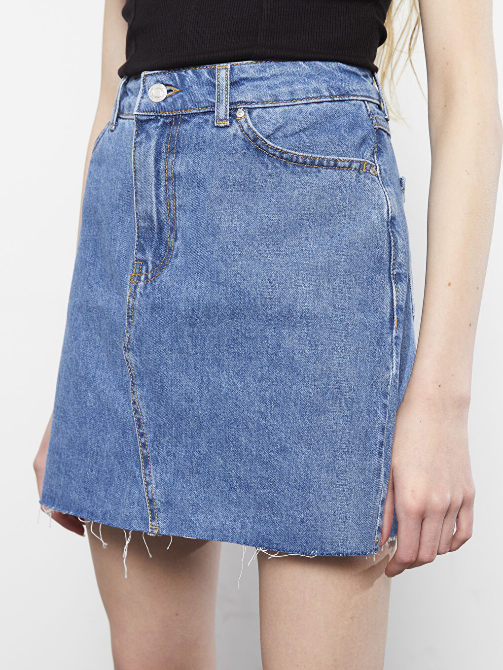 Standard Fit Plain Pocket Detailed Women's Jean Skirt -S2JN37Z8-Q6L