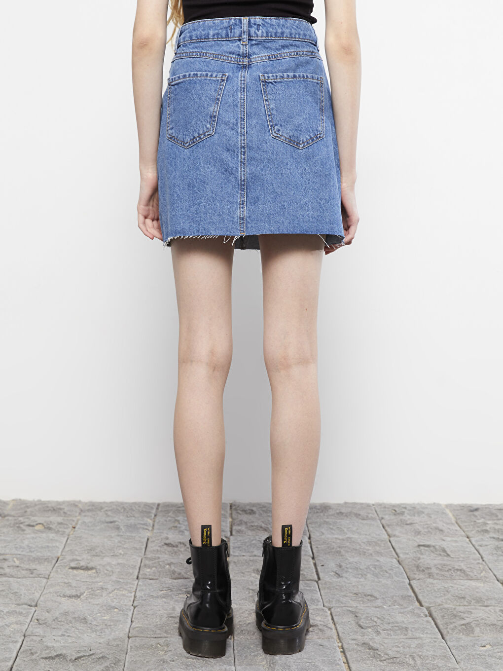 Standard Fit Plain Pocket Detailed Women's Jean Skirt -S2JN37Z8-Q6L