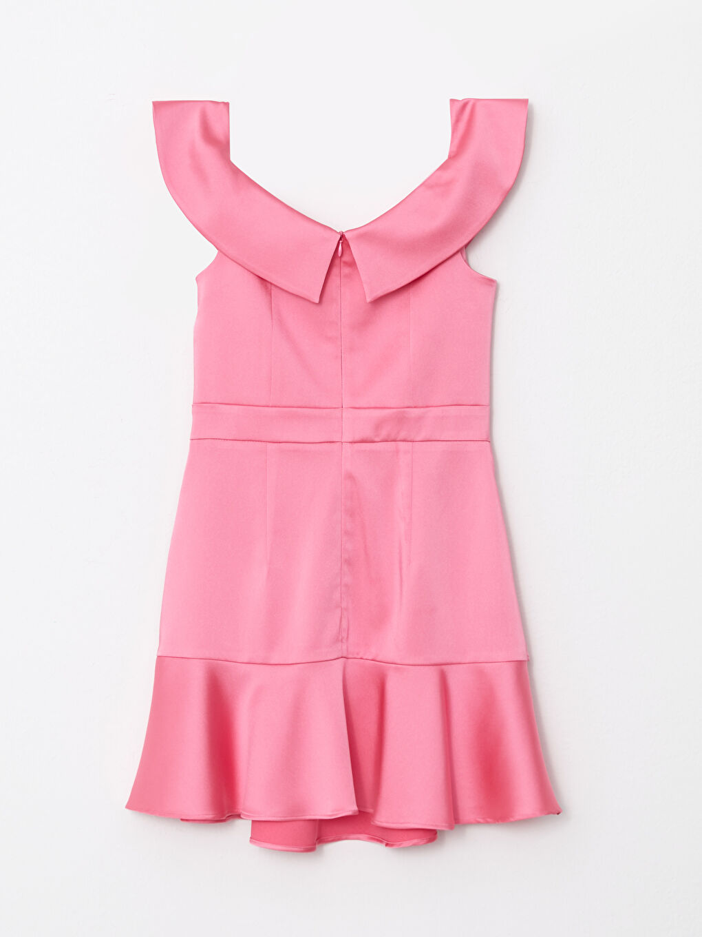 LC Waikiki BOAT COLLAR PLAIN SHORT SLEEVE SATIN WOMEN'S DRESS -S2JN48Z8-RZP