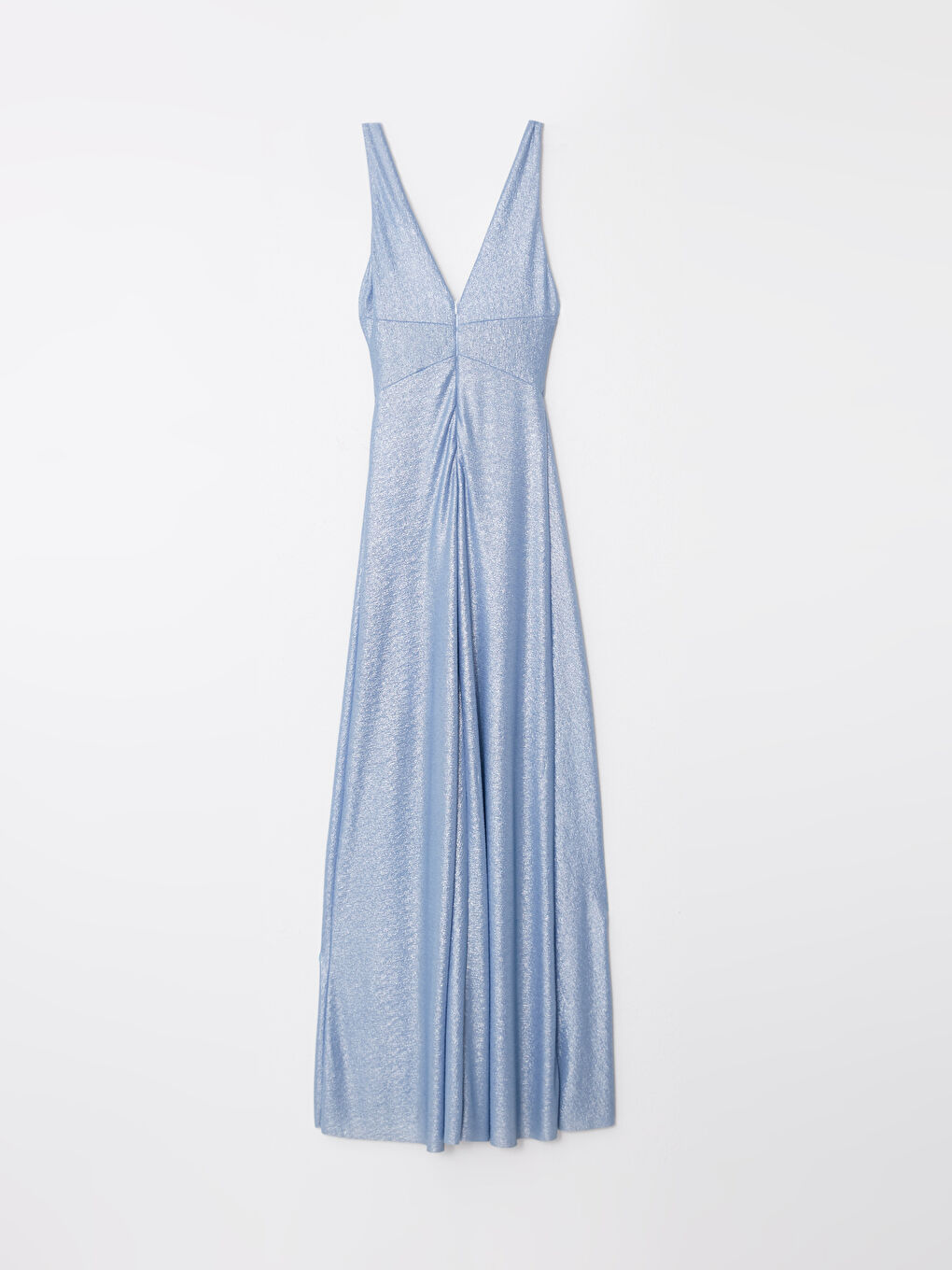 Mavi Kadın V Yaka Düz Elbise-10