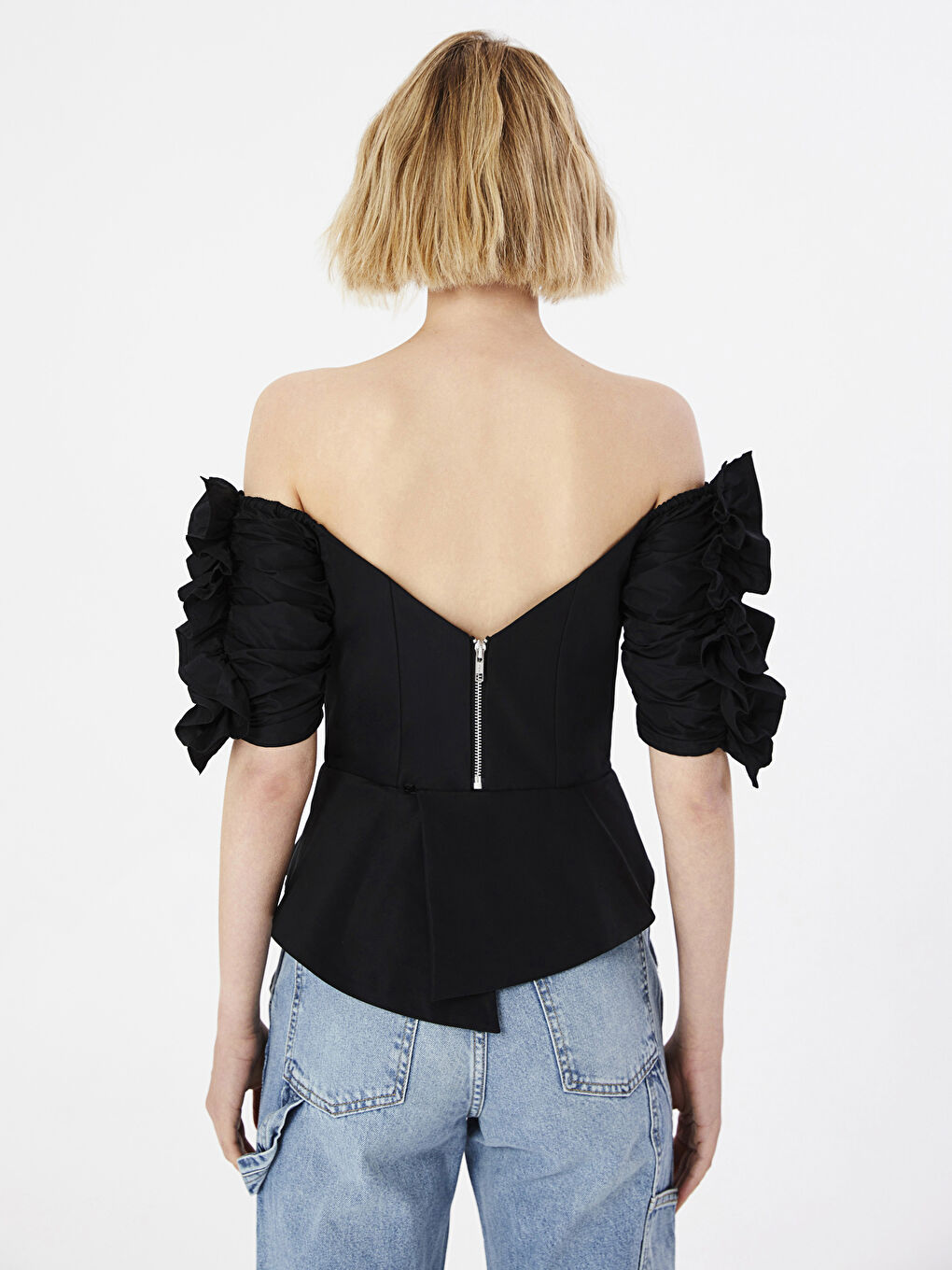 Siyah Kayık Yaka Kadın Bluz-7