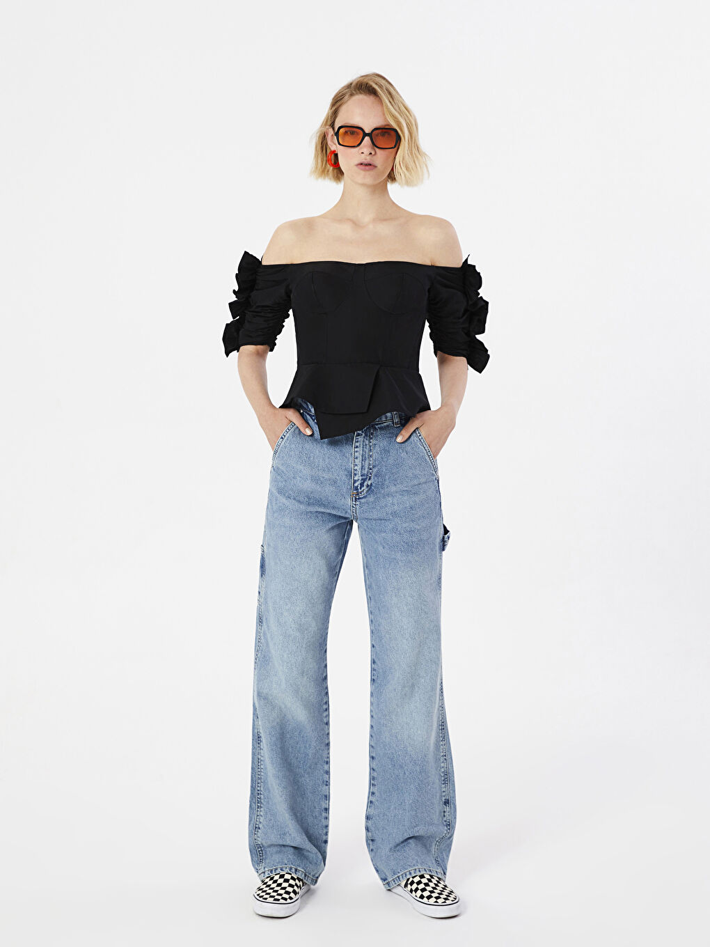 Siyah Kayık Yaka Kadın Bluz-4